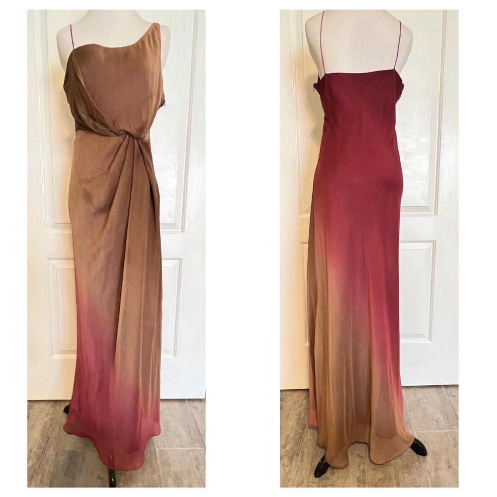 MARIA BONITA Slip Dress Red Ombre Sleeveless Cocktail Party Formal Designer L